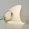 White Half-Moon-Shaped Desk Lamp, Dimmable Metal Desk Lamp