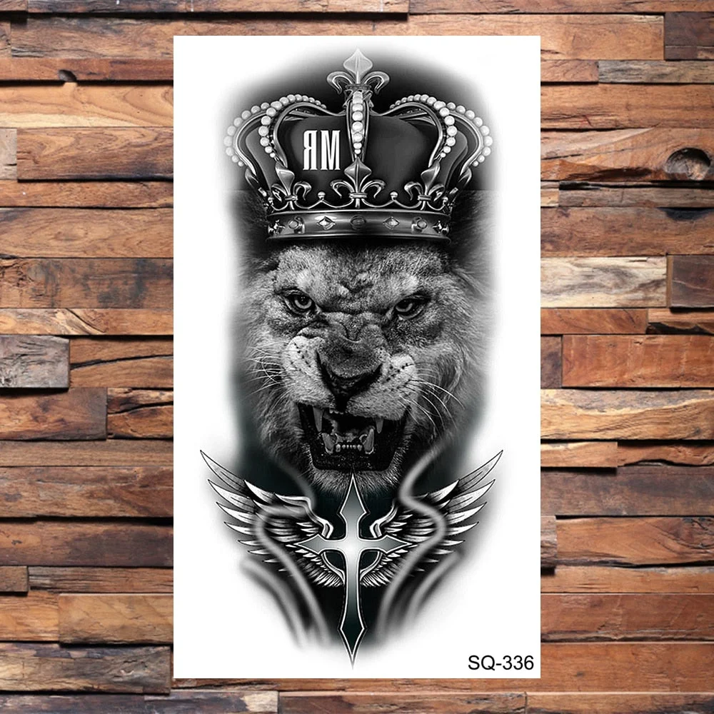 Skull Temporary Tattoos For Adults Men Realistic Tiger Lion Forest Praying Tatoos Vampire Snake Fake Tattoo Sticker Body Leg