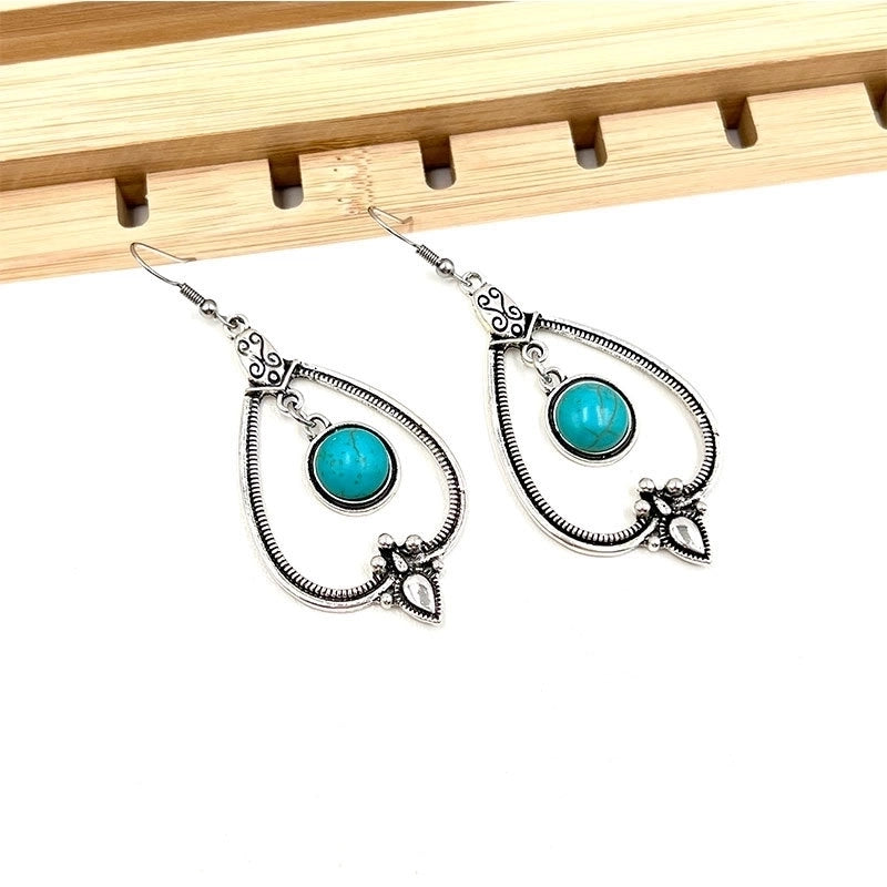 New  Hot Sale Turquoise Earrings Suit Women’s Bohemian Retro Personalized Ethnic Style Alloy Earrings