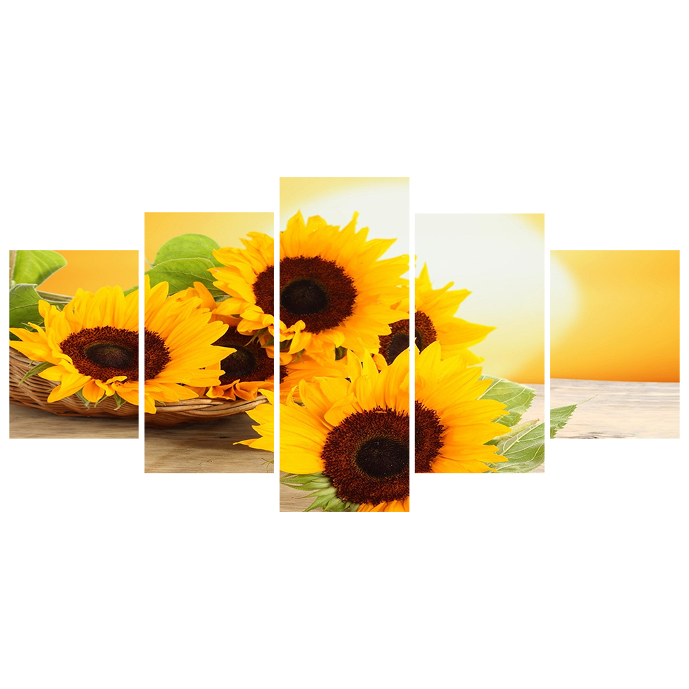 

95*45CM - Multi-picture Round Drill Diamond Painting - 5pcs Sunflower, 501 Original