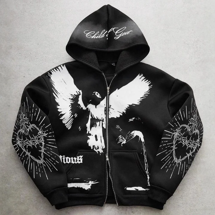 Sdrawing Sdrawing Gothic Rock Skull Bones Oversized Hoodie