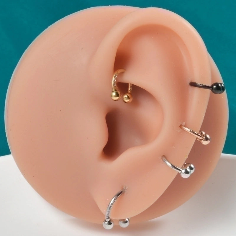 2 Pieces Nose Rings & Studs Vacation U Shape 304 Stainless Steel Plating Zircon 18K Gold Plated4