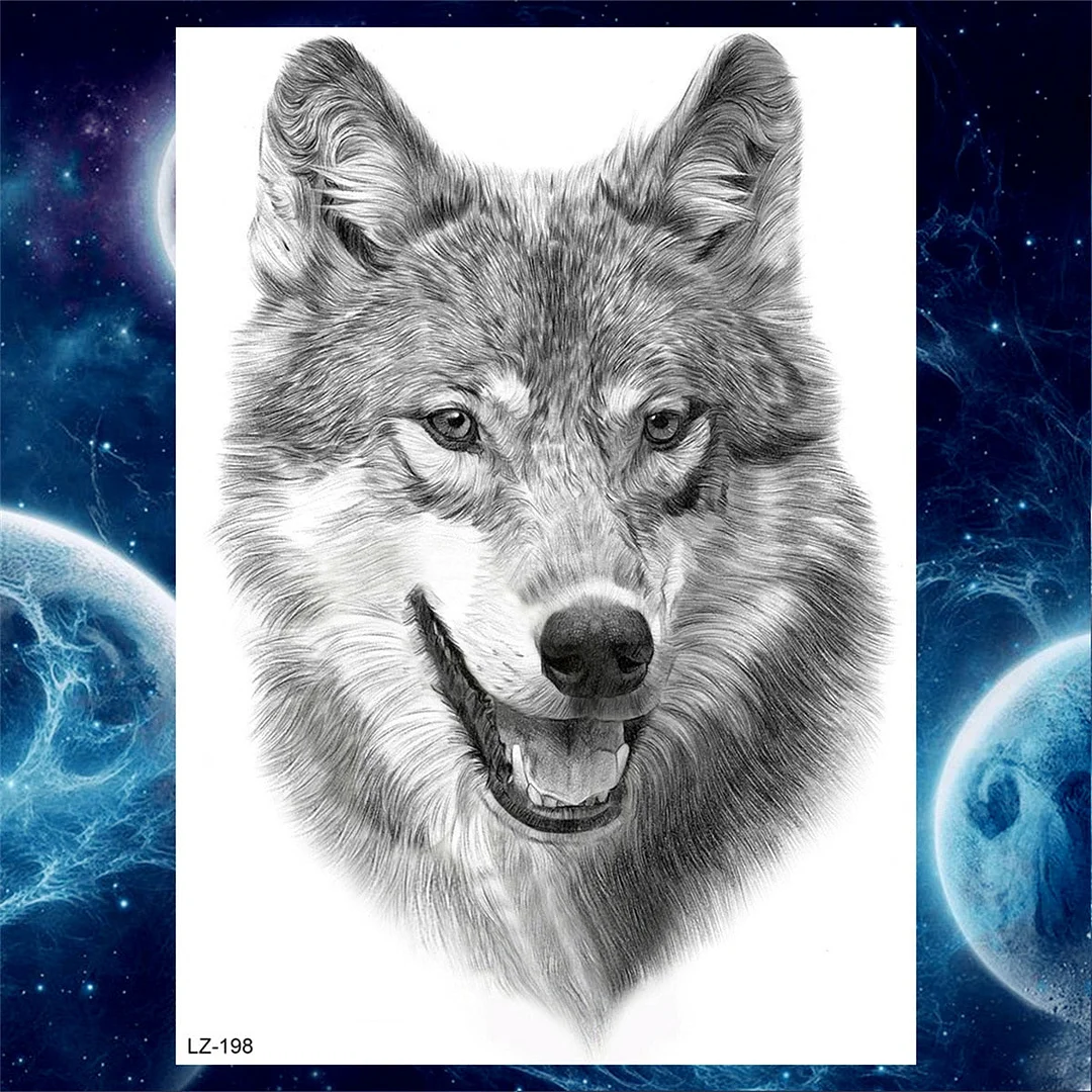 Tiger Wolf Temporary Tattoos For Men Women Fake Monster Tattoo Sticker DIY Forest Geometry Black Body Art Drawing Tatoos Decor