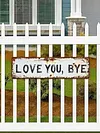 Love You Bye Vintage Metal Wall Sign with Distressed Finish for Hallway & Stairs