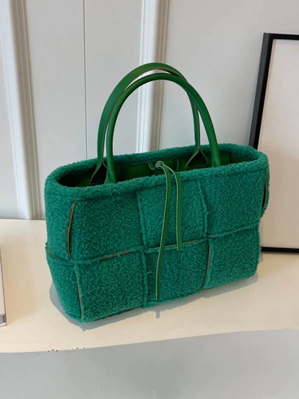 Woven Velvet Split-Joint Handbags Bags