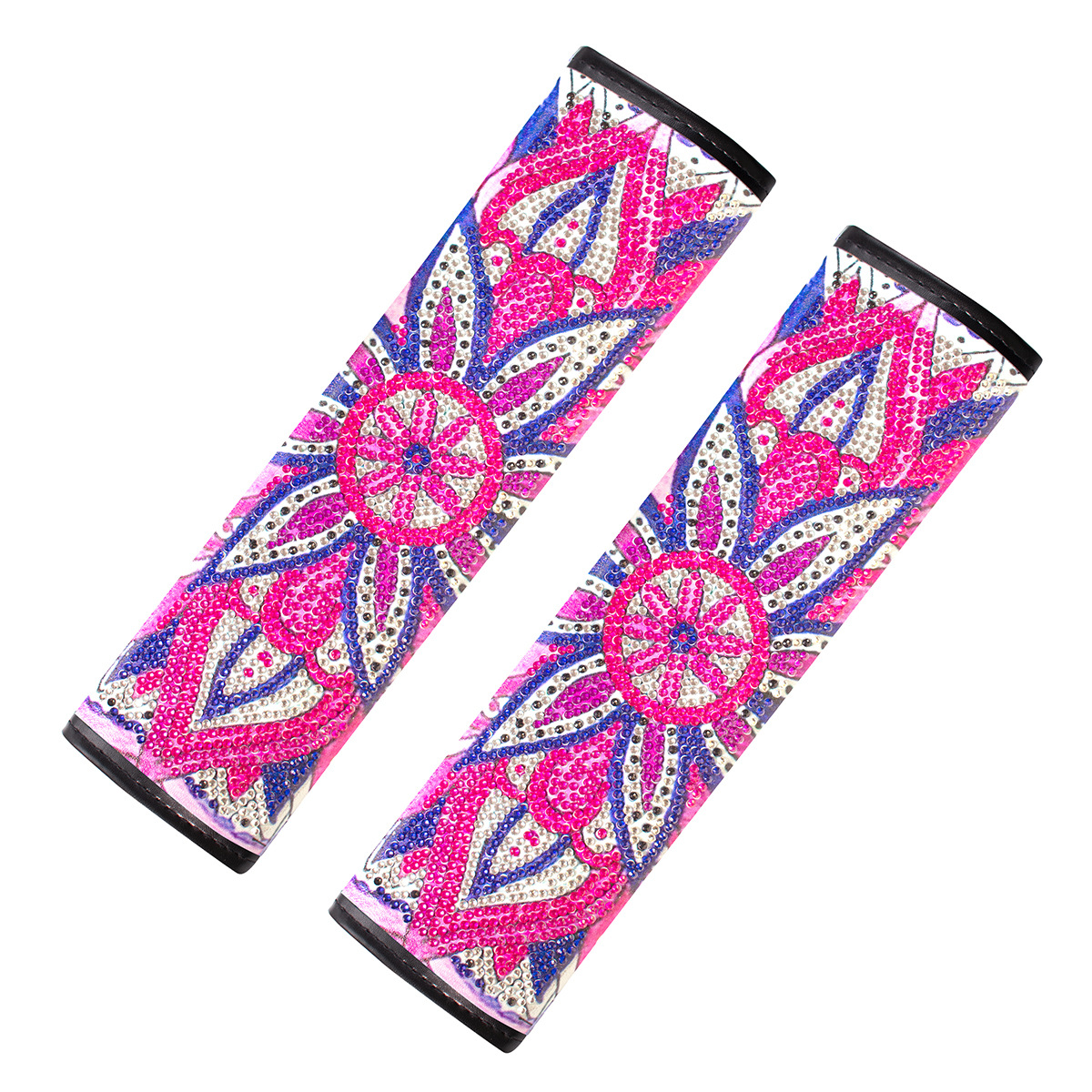 Cross mirror 2 handmade crafts painting car seat belt cushion decoration DIY seat belt protector Mandala style