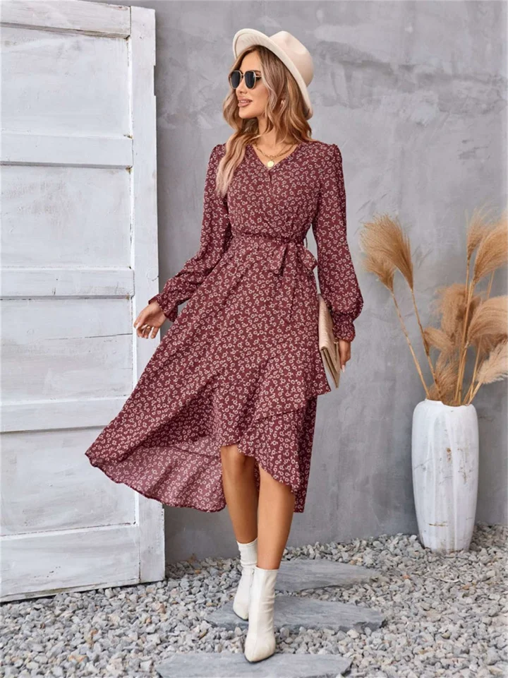 Europe and The United States Printed Fall and Winter Long-sleeved Dresses for Women Women | 168DEAL