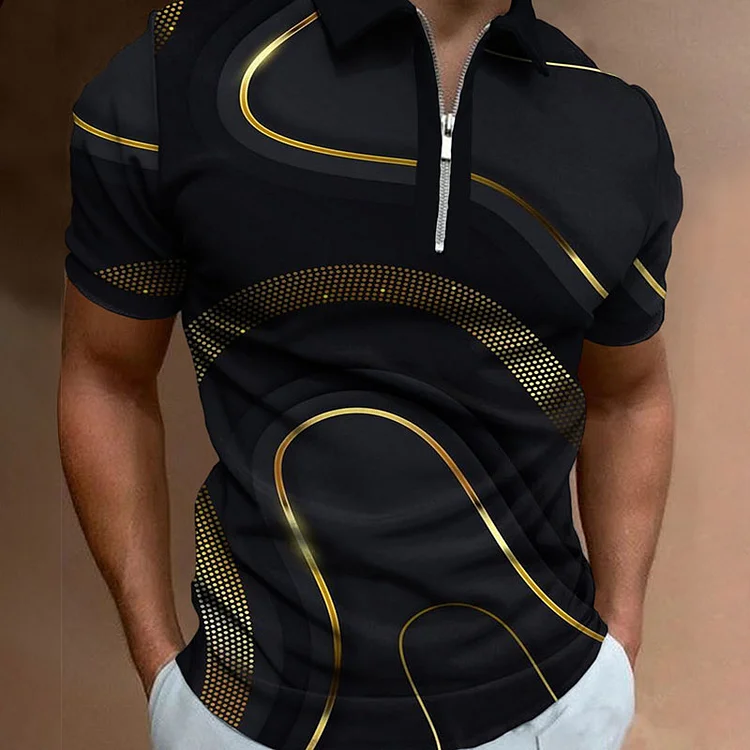 BrosWear Men'S Black Gold Trend Polo Shirt