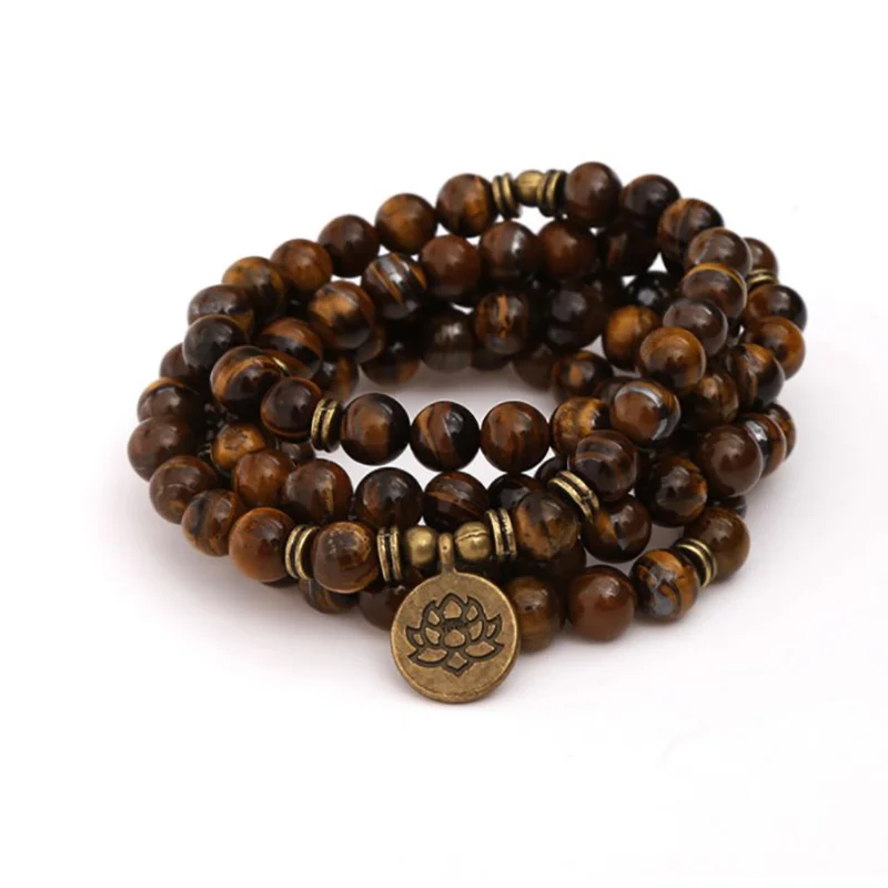   AB+ Natural 108 Tiger Stone Chakra Yoga Bracelets - Neojana