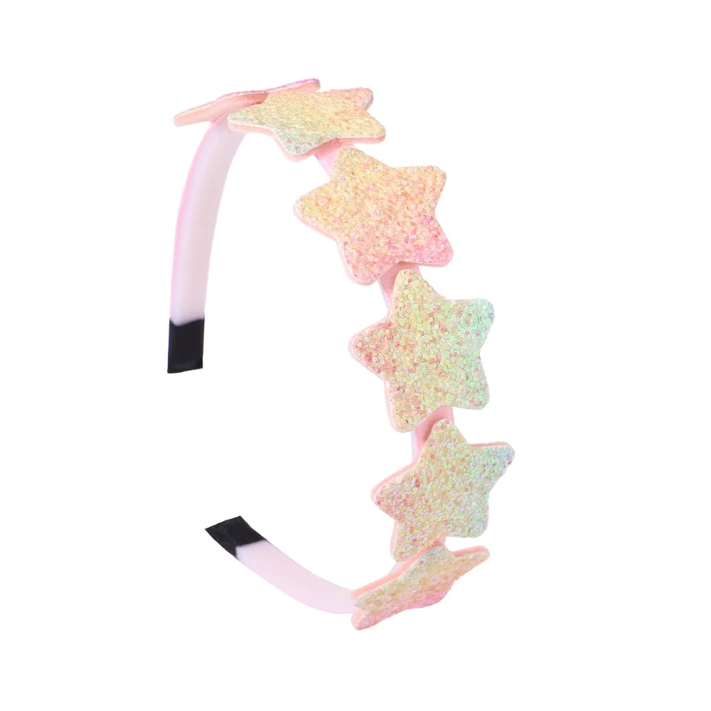 2022 Fashion Girls Glitter Hair Bands Cute Colors Hair Hoop Hairbands Lovely Bow Stars Headbands For Kids Gifts Hair Accessories