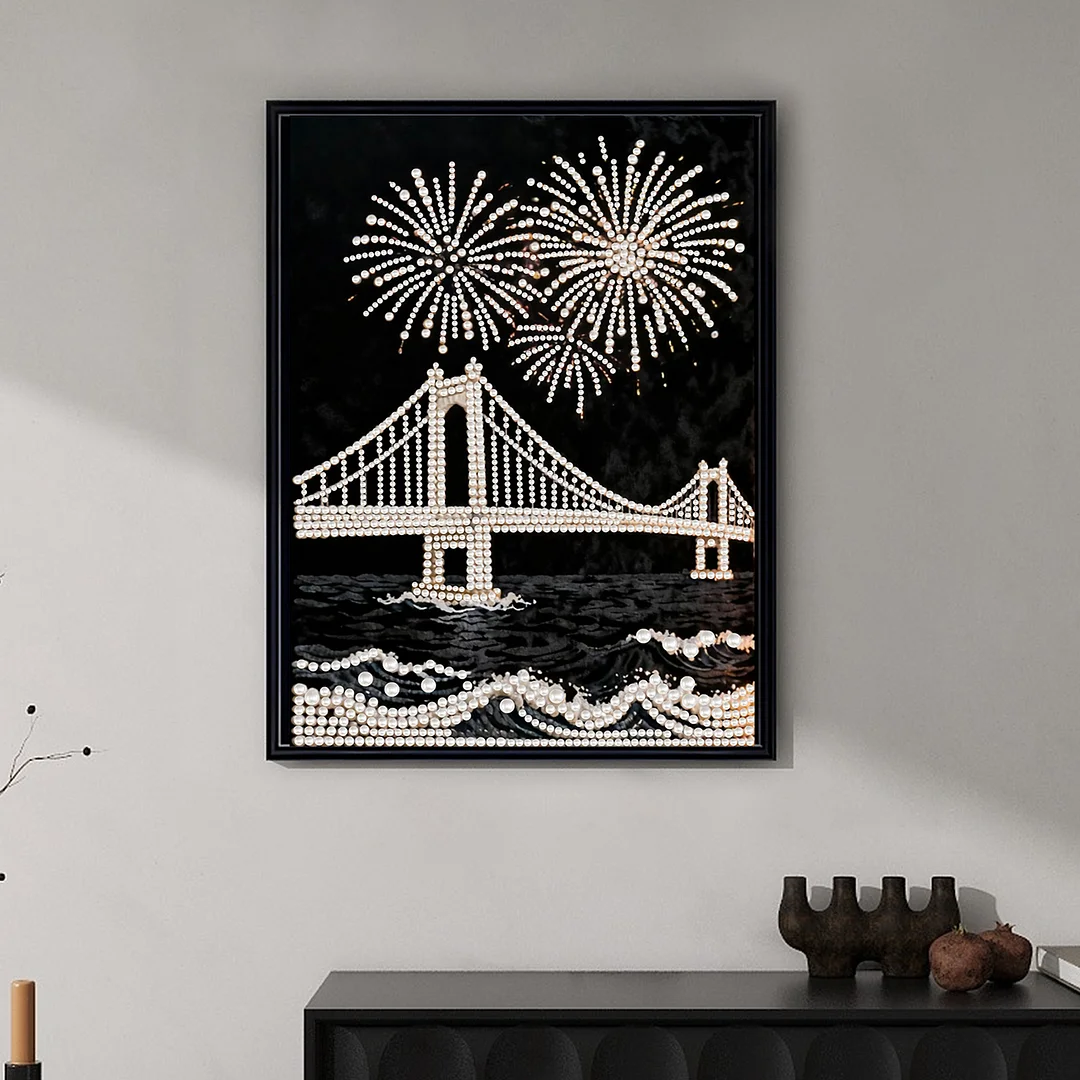 Bridge DIY Pearl Painting Art Kits Pearl Gem Paintings Picture Arts Craft 30x40cm for Adults Beginners Home Wall Decor No Frame