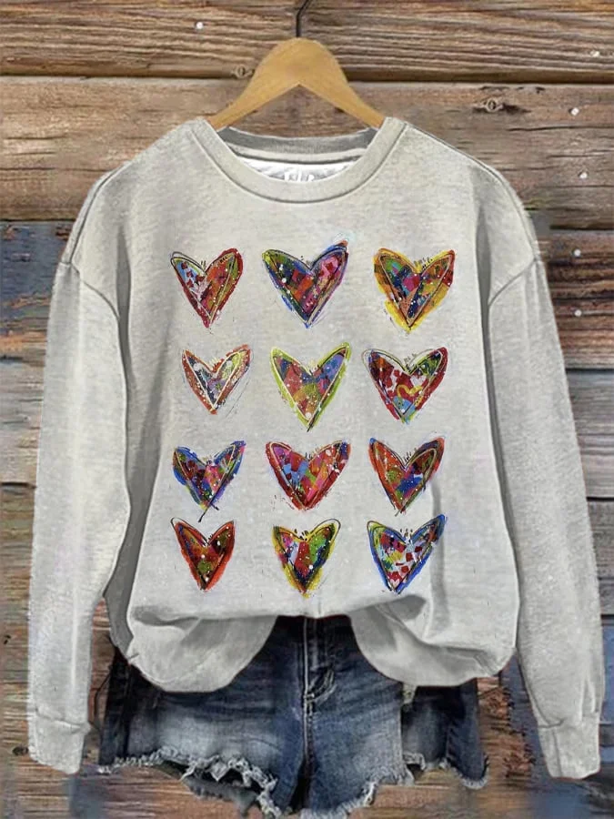 Women's Valentine's Day Heart Print Sweatshirt