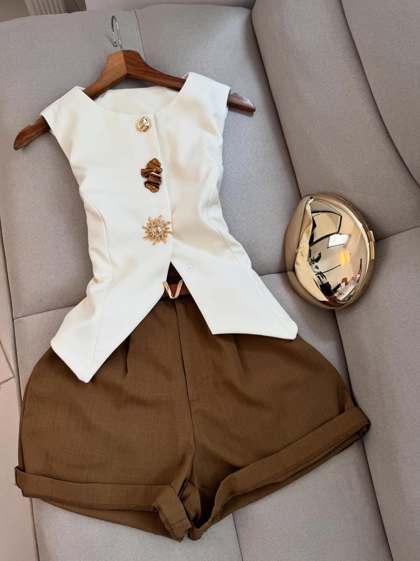 Women's Casual Sleeveless Top and Short Pants Set, Womenswear, Perfect for Daily Wear, Comfortable and Stylish for Women