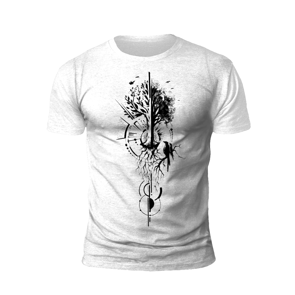 Timeless Nature: Tree and Clock T-Shirt Design