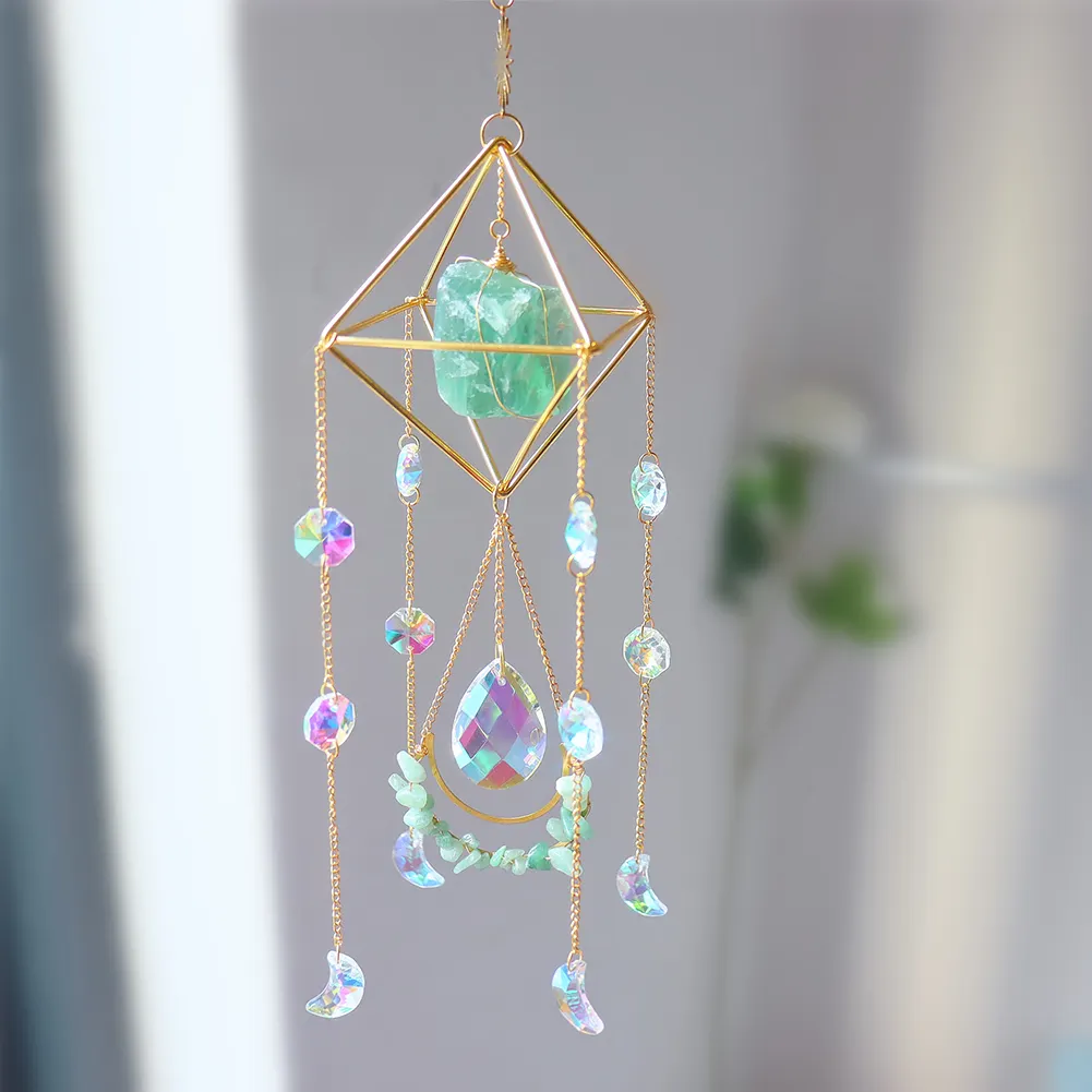 Crystal Light Catchers Wind Chime Sunlight Trap Windchimes Jewelry (Green)