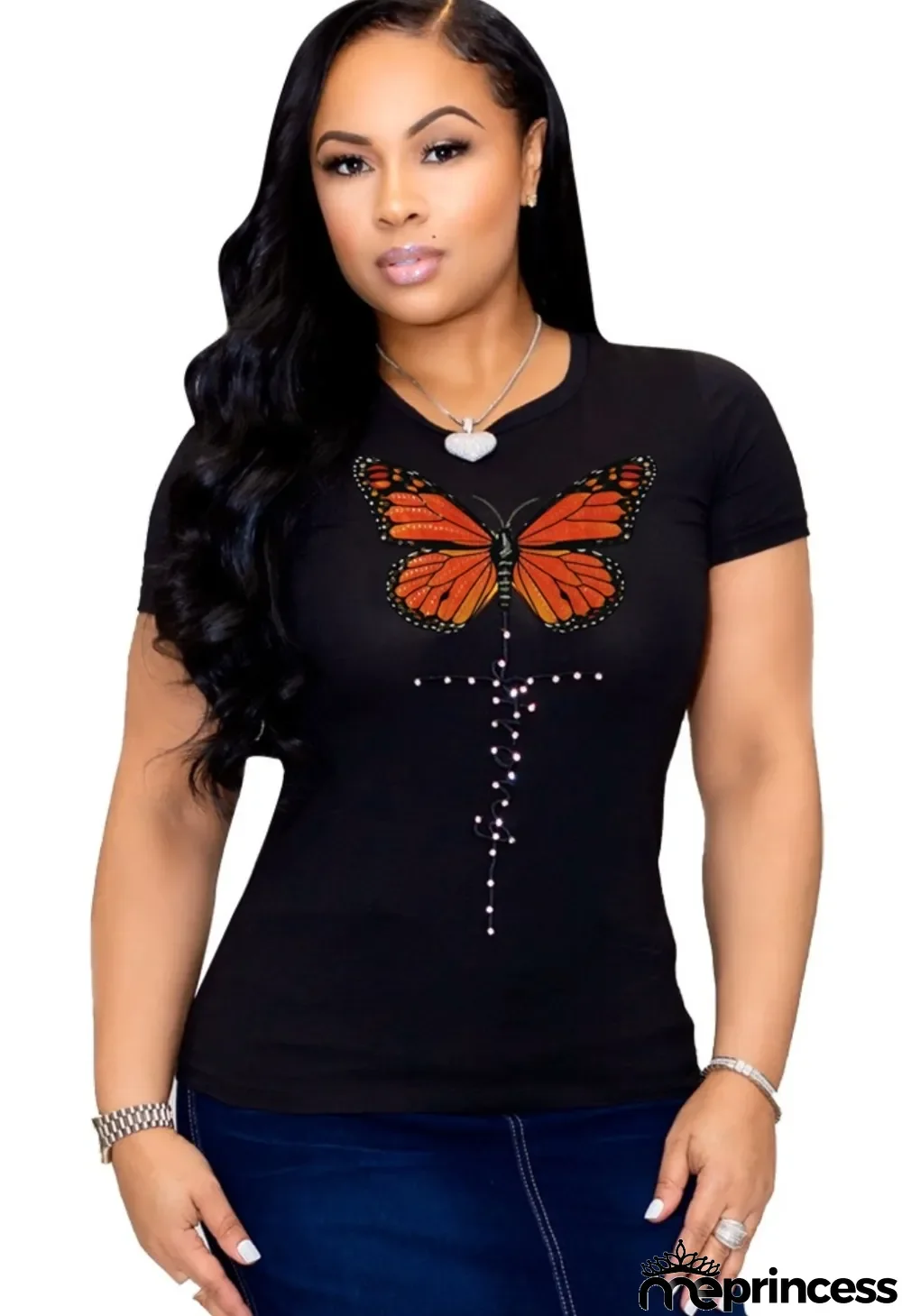Summer O-Neck Butterfly Basic Shirt