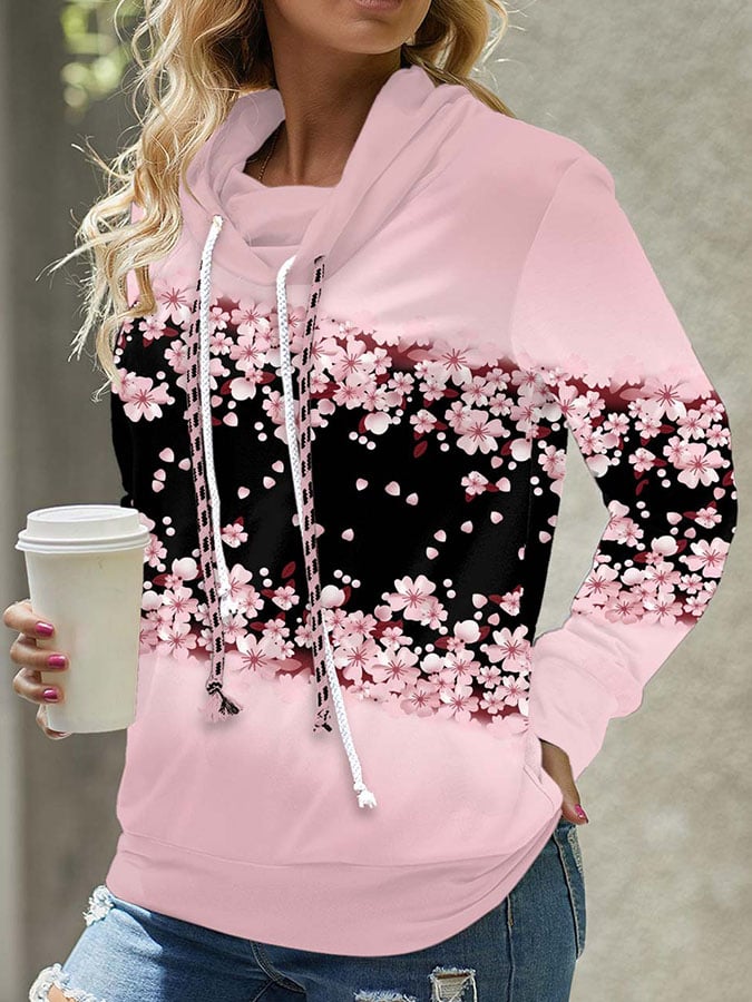 Trendy Floral Print Pile-Neck Top