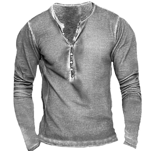 BrosWear Men'S Vintage Wash Tactical Casual Long Sleeve T-Shirt