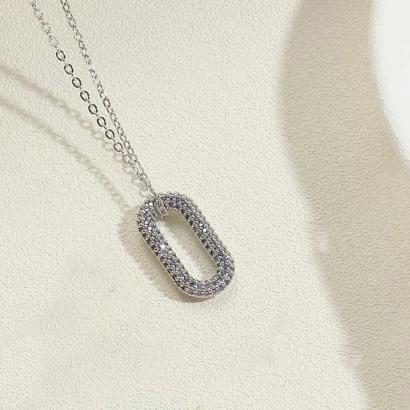 Copper 14K Gold Plated White Gold Plated Minimalist Geometric Solid Color Inlay Zircon Pendant Necklace