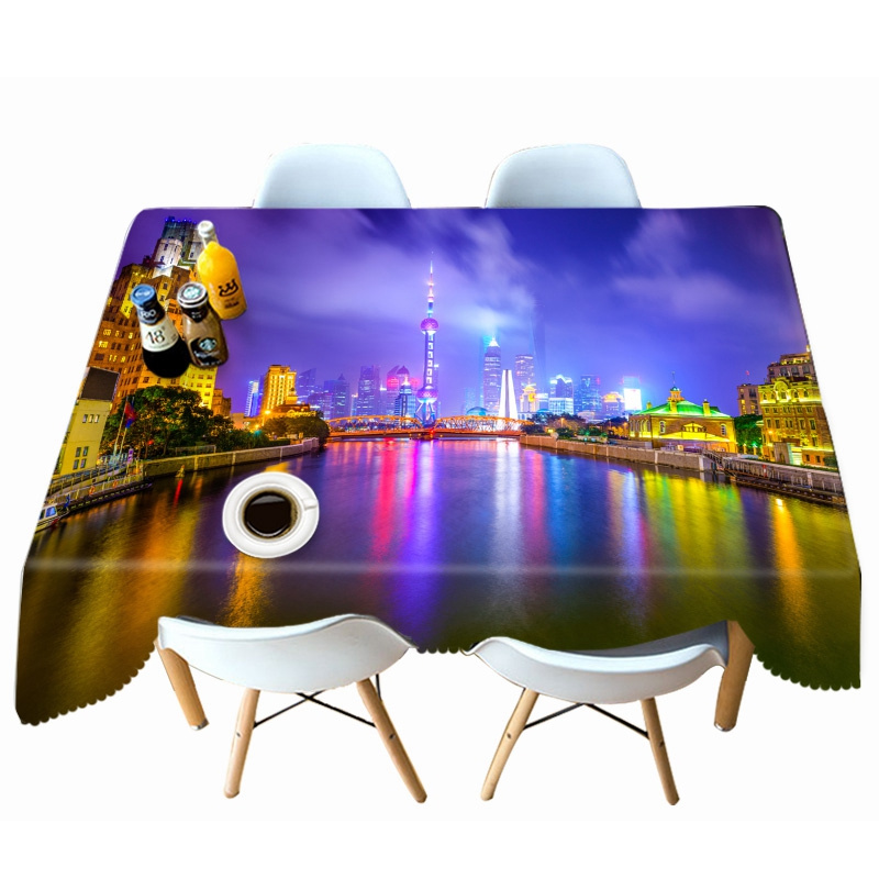 

Harbour City Nightscape - 3D Tablecloth, 140*210cm, 501 Original