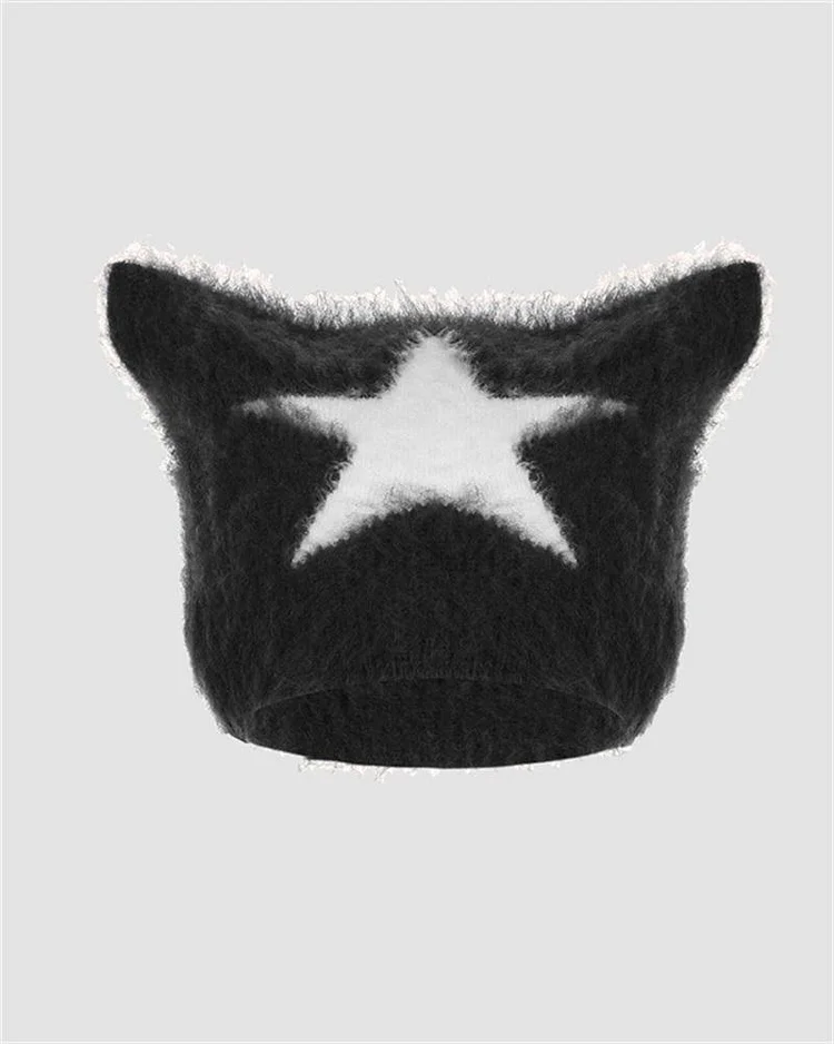 Star Print Cat Ear Hat