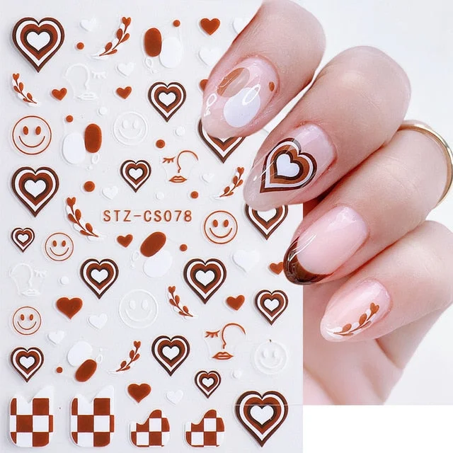 3D Swirl Lines Nail Sticker Geometry Irregular Whirling Wave Cow Print Decal on Nails Art Charms Manicure Slider Tip Accessories-Nail Inspo