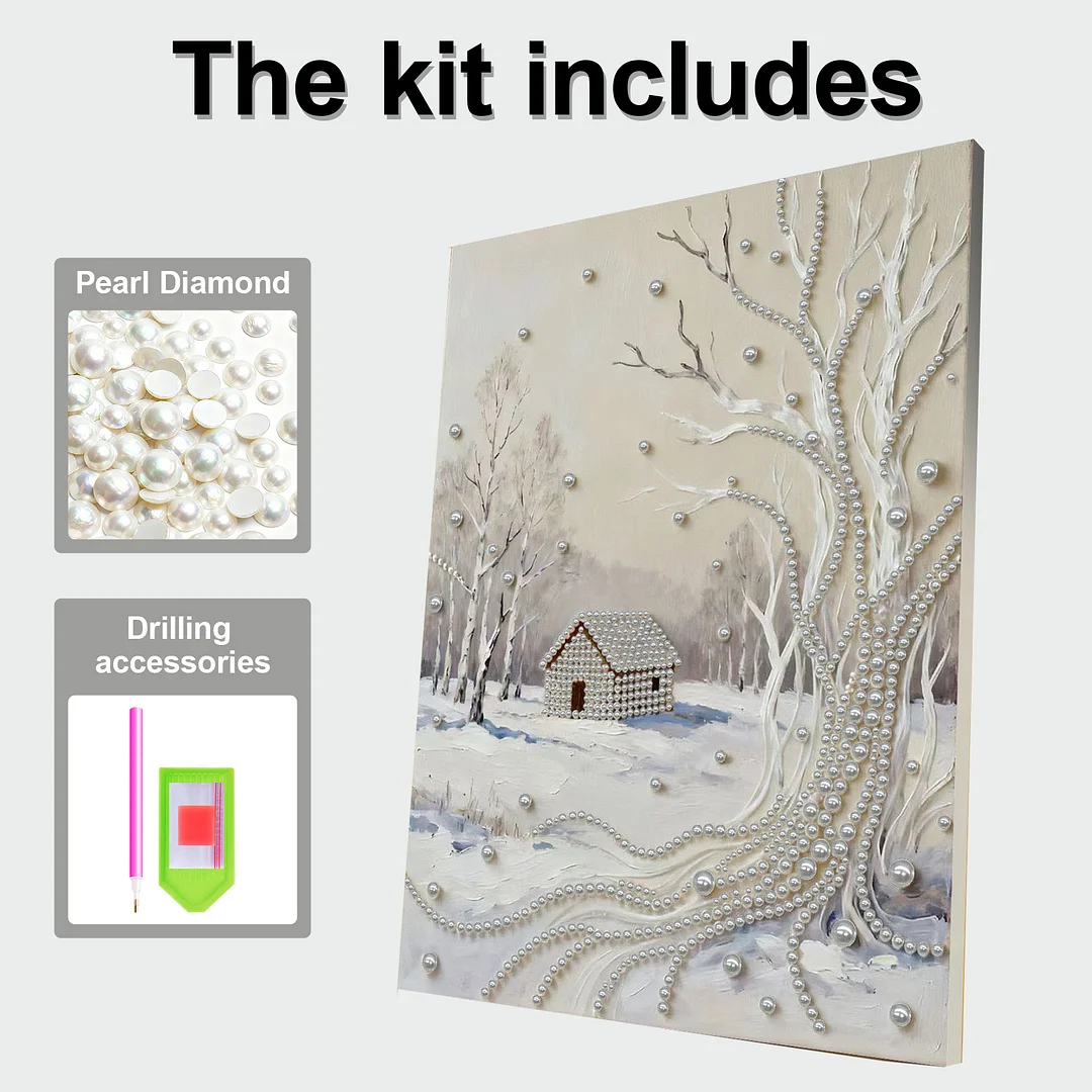 Snowfield DIY Pearl Diamond Art Kit for Adults Home Decor With Frame 30x40cm