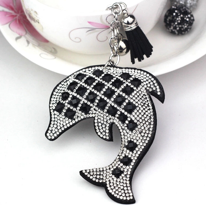 Cute Dolphin Flannel Diamond Women’s Keychain