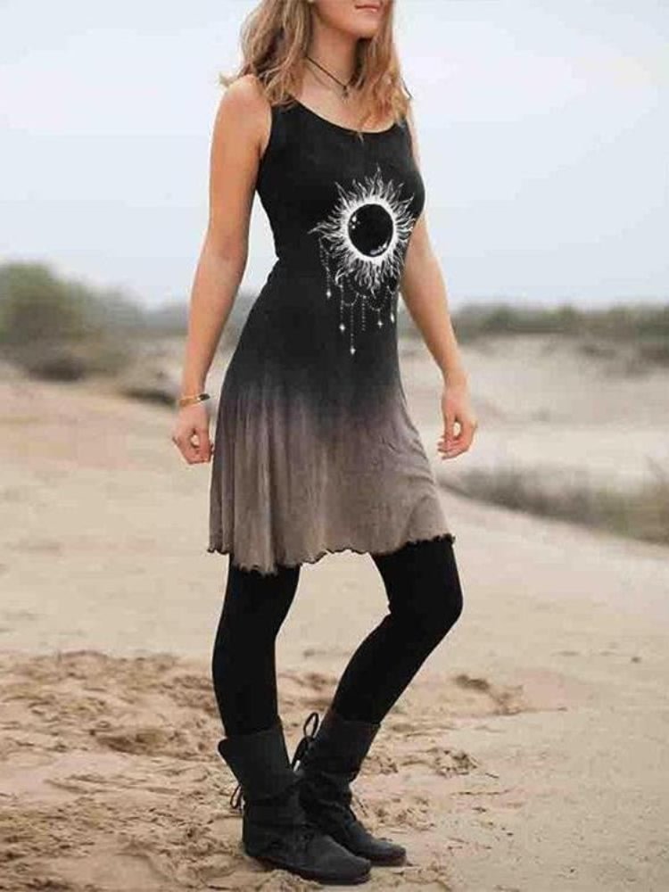 Sun Totem Gradual Color Mini Dress