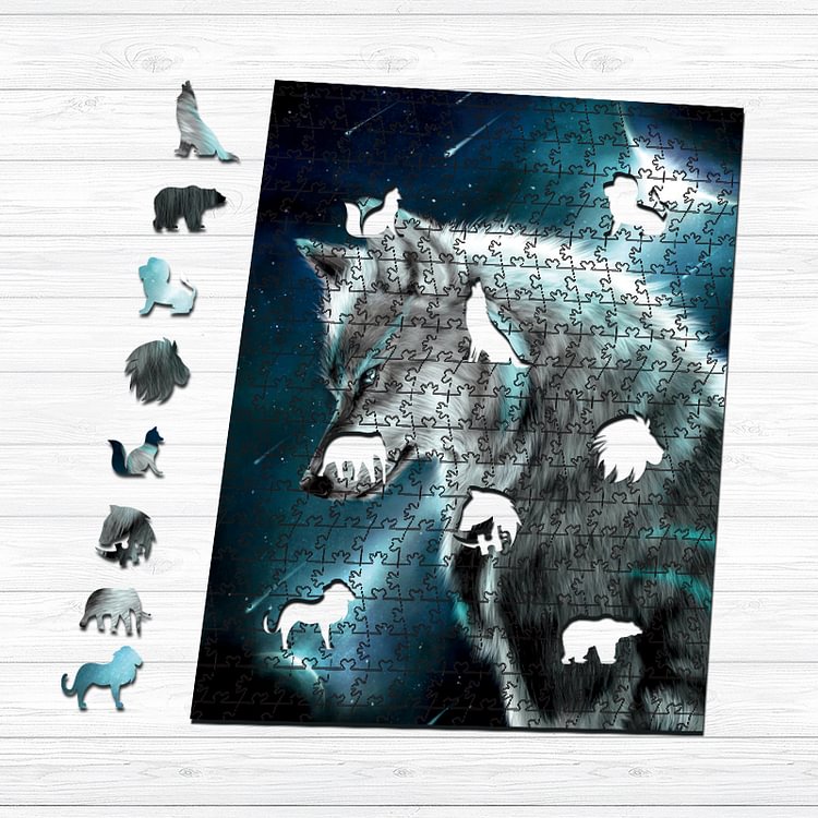 Gray Wolf Wooden Jigsaw Puzzle