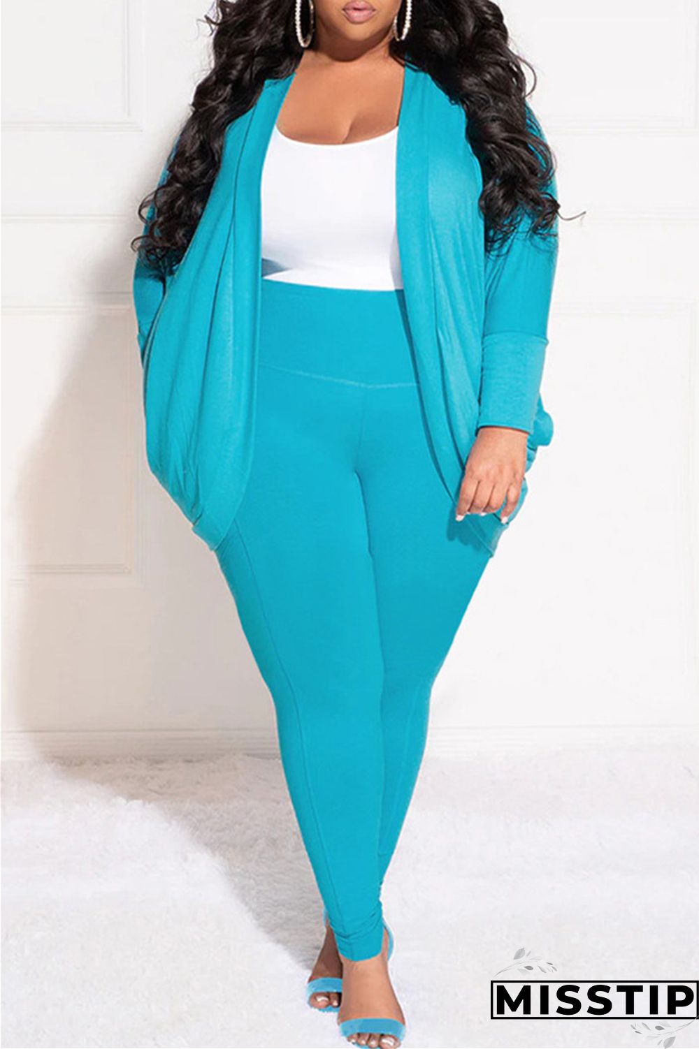 Burgundy Casual Solid Cardigan Pants Cardigan Collar Plus Size Two Pieces