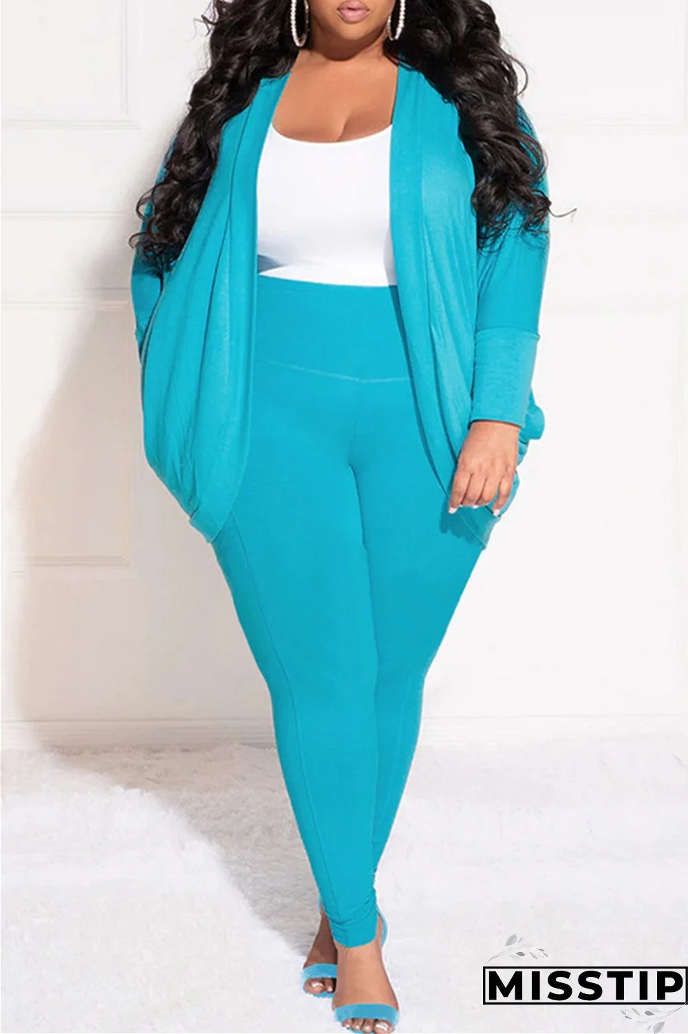 Burgundy Casual Solid Cardigan Pants Cardigan Collar Plus Size Two Pieces