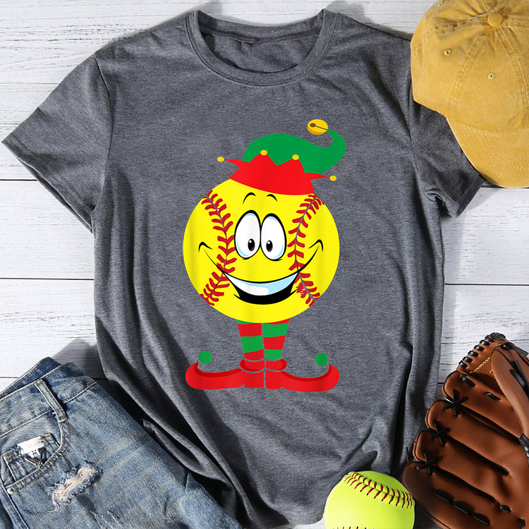 Christmas Softball Ball ELF Xmas Pajama Gifts T-Shirt Tee-Annaletters