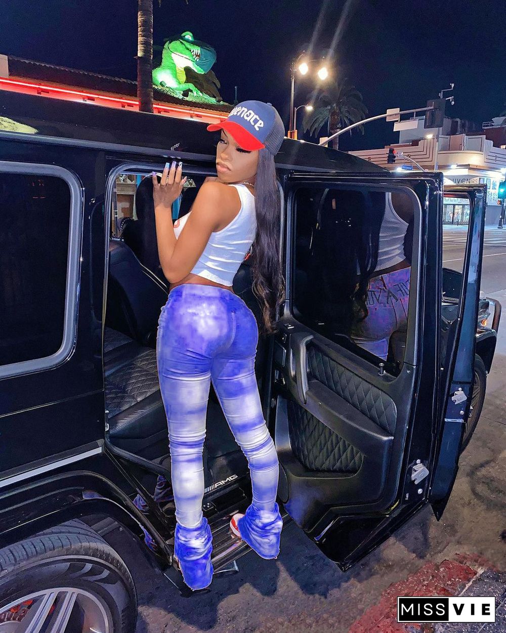 Women's Wholesale Tie-dye Printed Bell-bottom Trousers