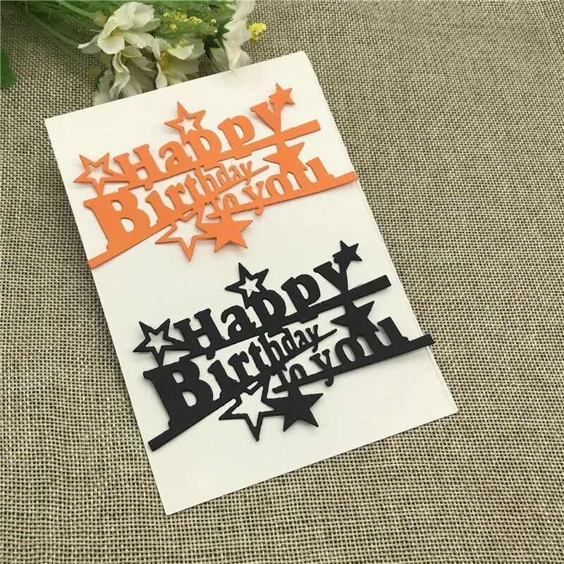 happy Birthday decoration Metal Cutting Dies Craft Stamps die Cut Embossing Card Make Stencil Frame Art Cutte