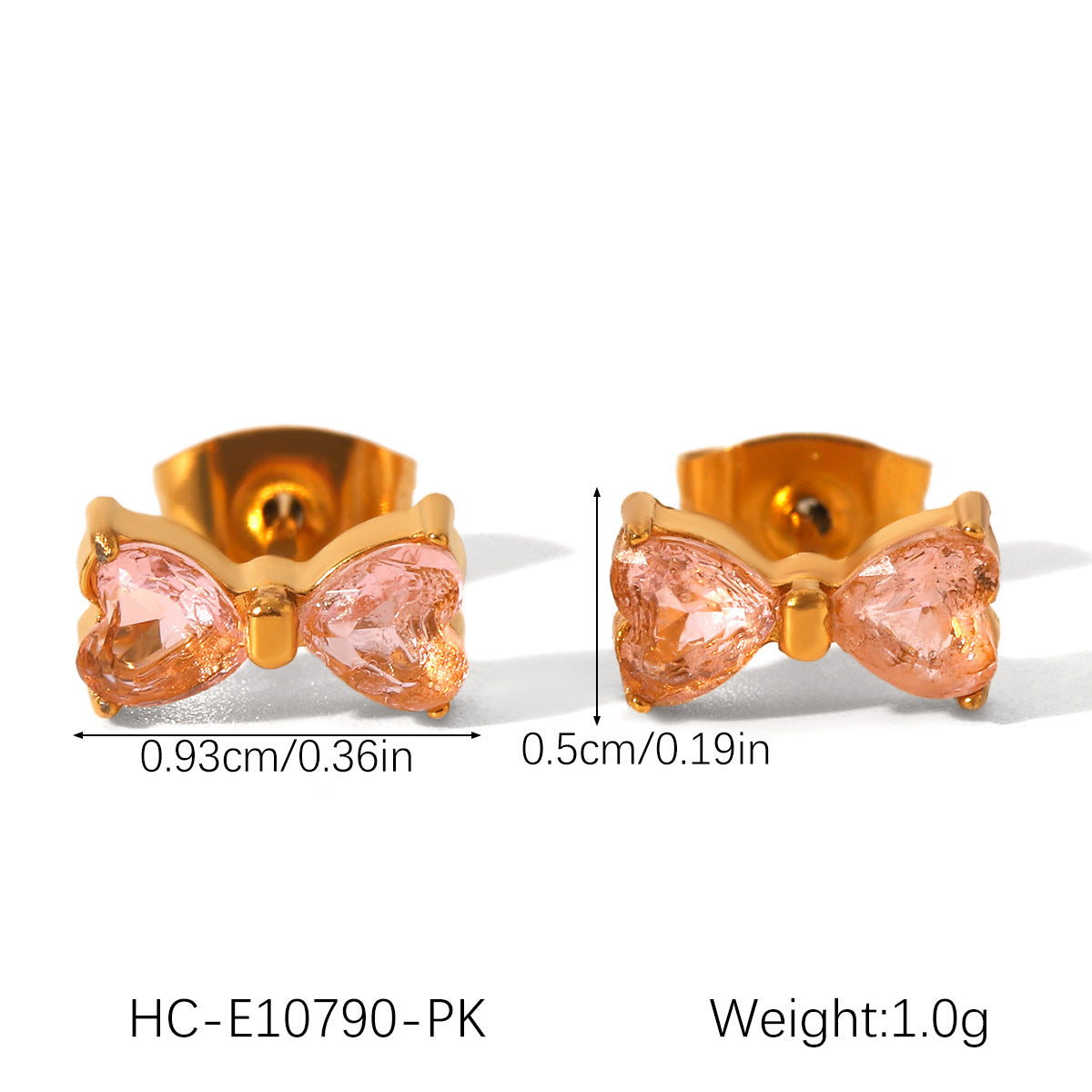 Ins Style Stainless Steel Bow Earrings Inlaid Zircon Earrings Female Titanium Steel 18K Gold-Plated Earrings