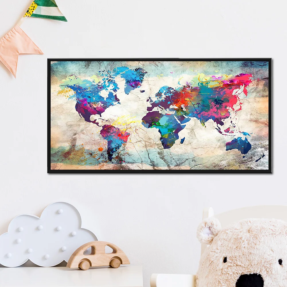Diamond Painting - Full Square Drill - Color World Map(80*40cm)