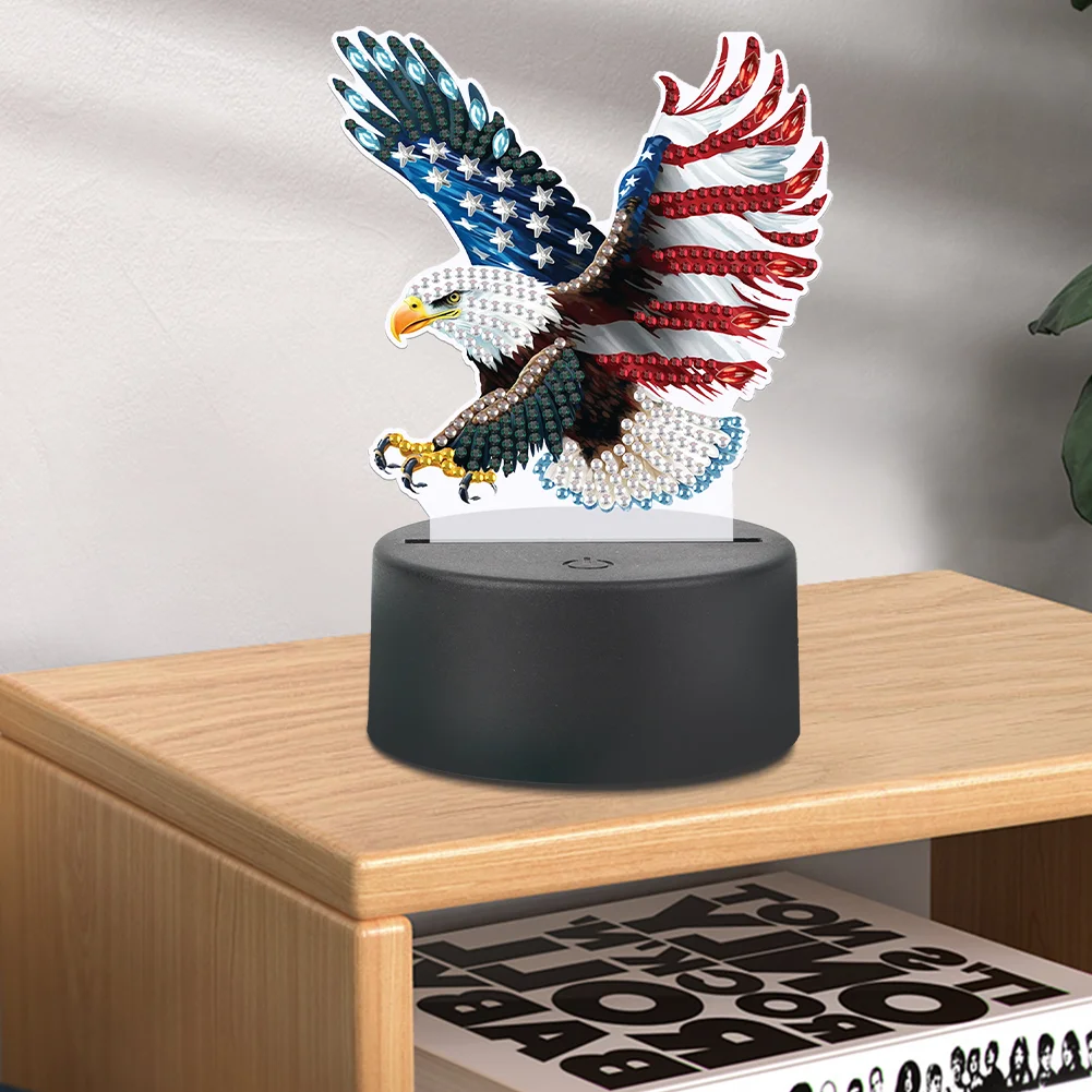5D DIY US Flag Eagle Diamond Painting Night Light Diamond Painting Lamp