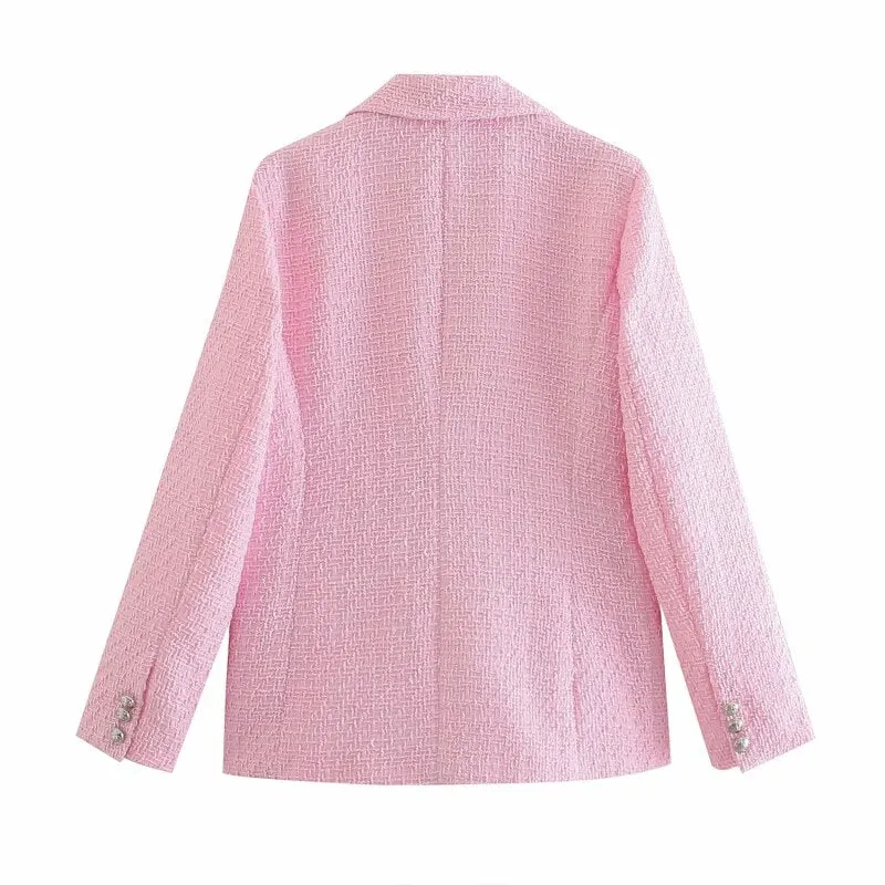 SLMD Stylish Chic Pink Short Suits Women 2021 Fashion Double Breasted Pockets Blazers Side Zipper Asymmetrical Shorts Suits