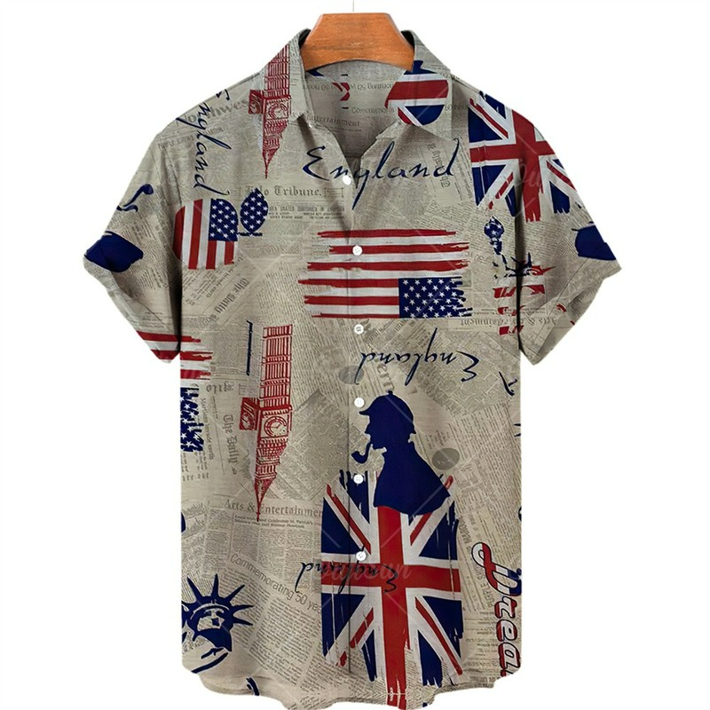Fashion Casual Flag Print Shirt