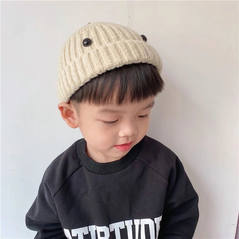 Baby Hat Autumn And Winter Boys And Girls Baby Knitted Wool Hat Cute Super Cute Baby Big Eyes Pullover Cap Trendy