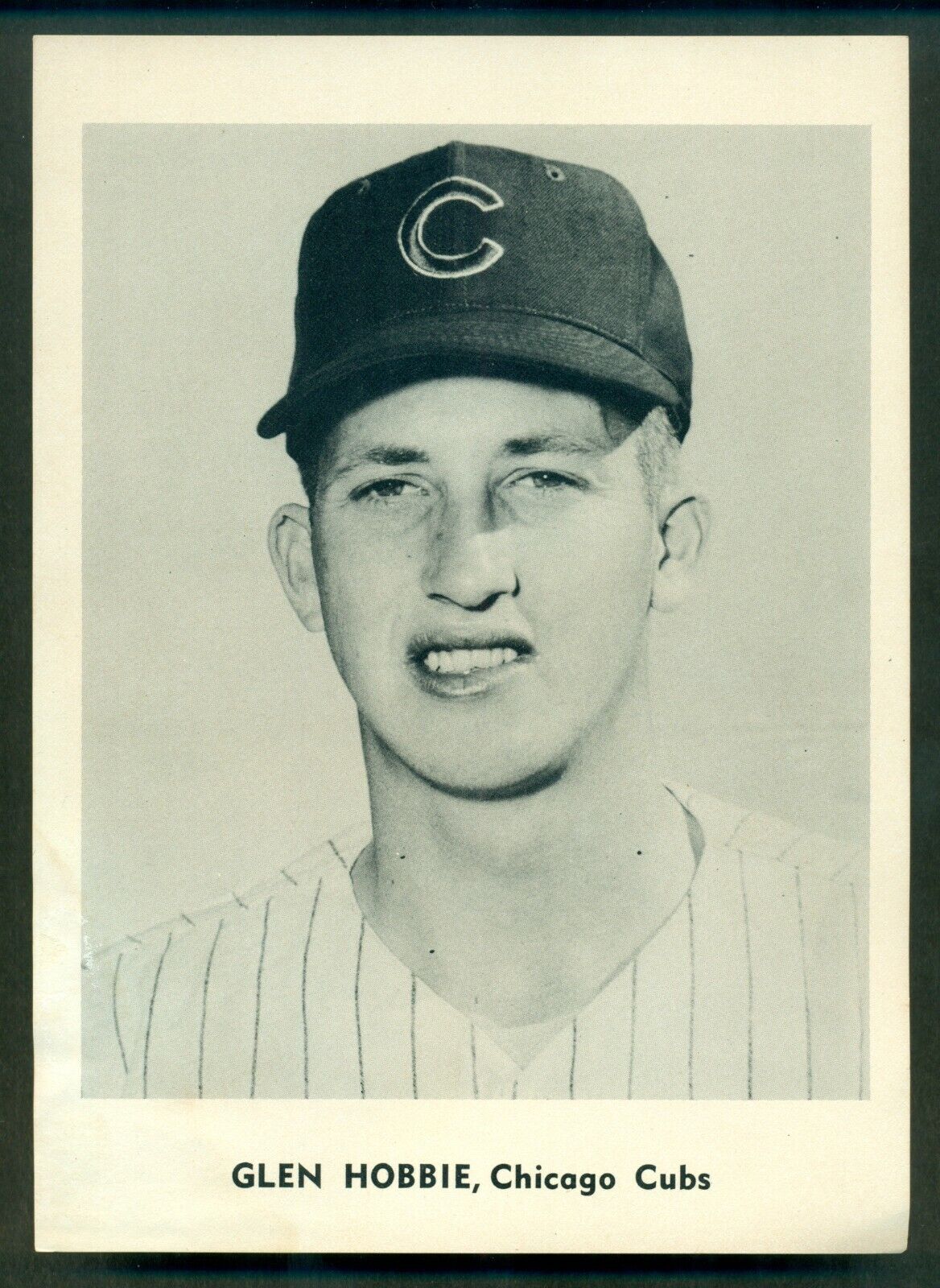 Original 1950's Glen Hobbie CHICAGO CUBS Team Issue RC B&W Photo Poster painting Card sz 5X7 NM