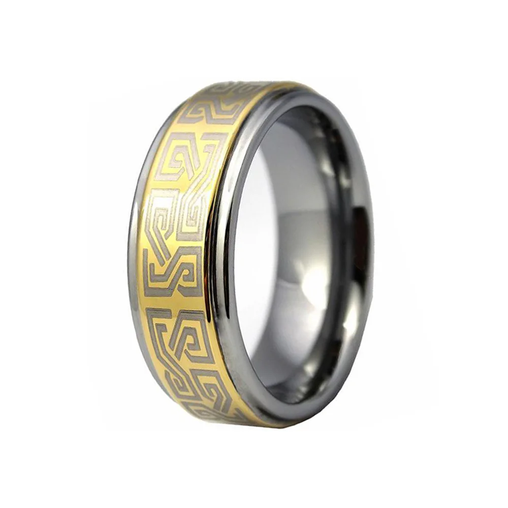 6MM 8MM Gold Plated Tungsten Carbide Rings Celtic Knot Laser Couple Wedding