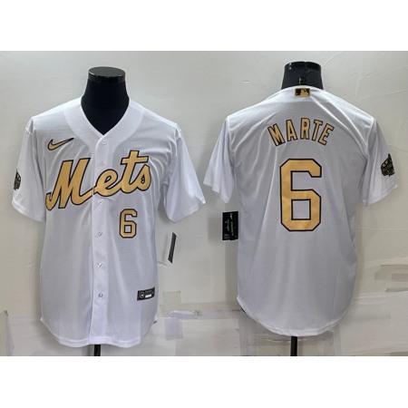 Men's New York Mets #6 Starling Marte 2022 All-Star White Cool Base Stitched Baseball Jersey IN2E