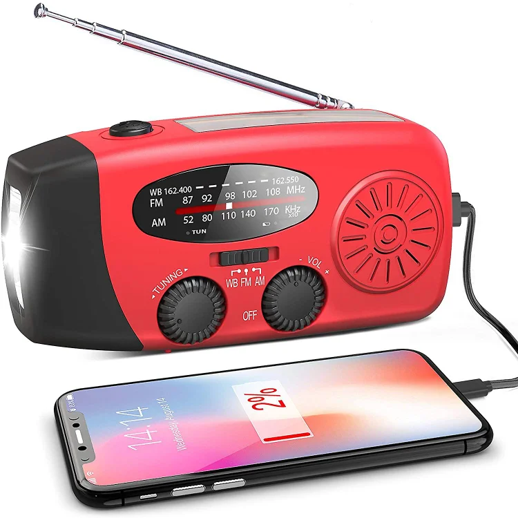Emergency Solar Radio Hand Crank Weather Radio With Led Flashlight Phone Power Bank Charger
