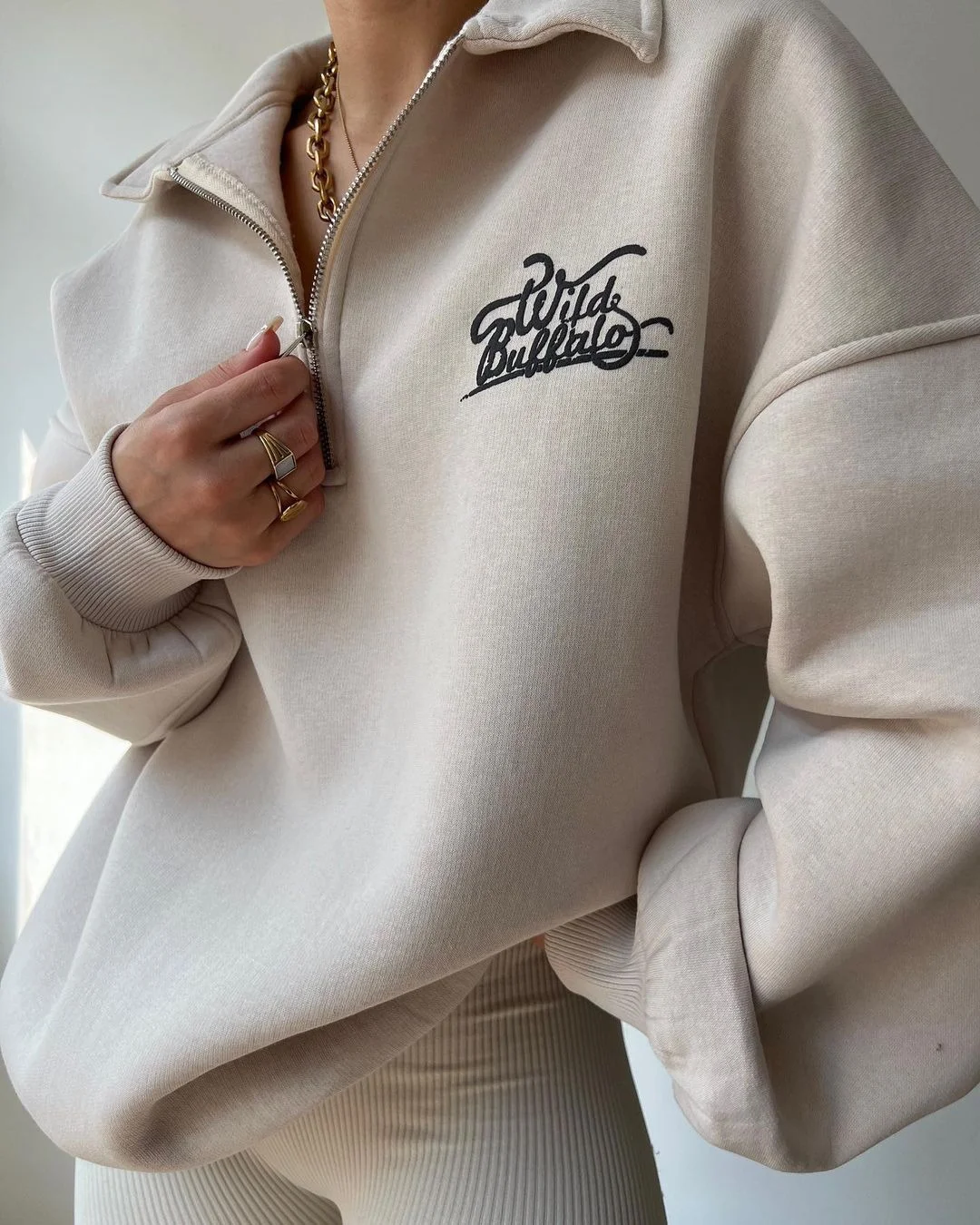 Nigikala Nigikala New Plus Velvet Printing Long-Sleeved Jersey Autumn And Winter Velvet Shirt