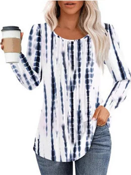 Women's Long Sleeve Scoop Neck Floral Printed Graphic Tops