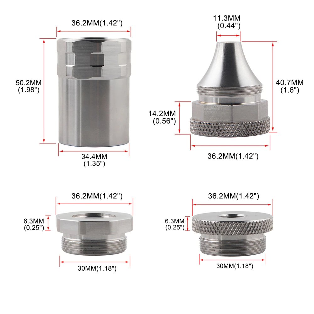 stainless steel 1-3/16x24 cup blink end cap cone tube 1/2x28 5/8x24 for Modular oil cleaning