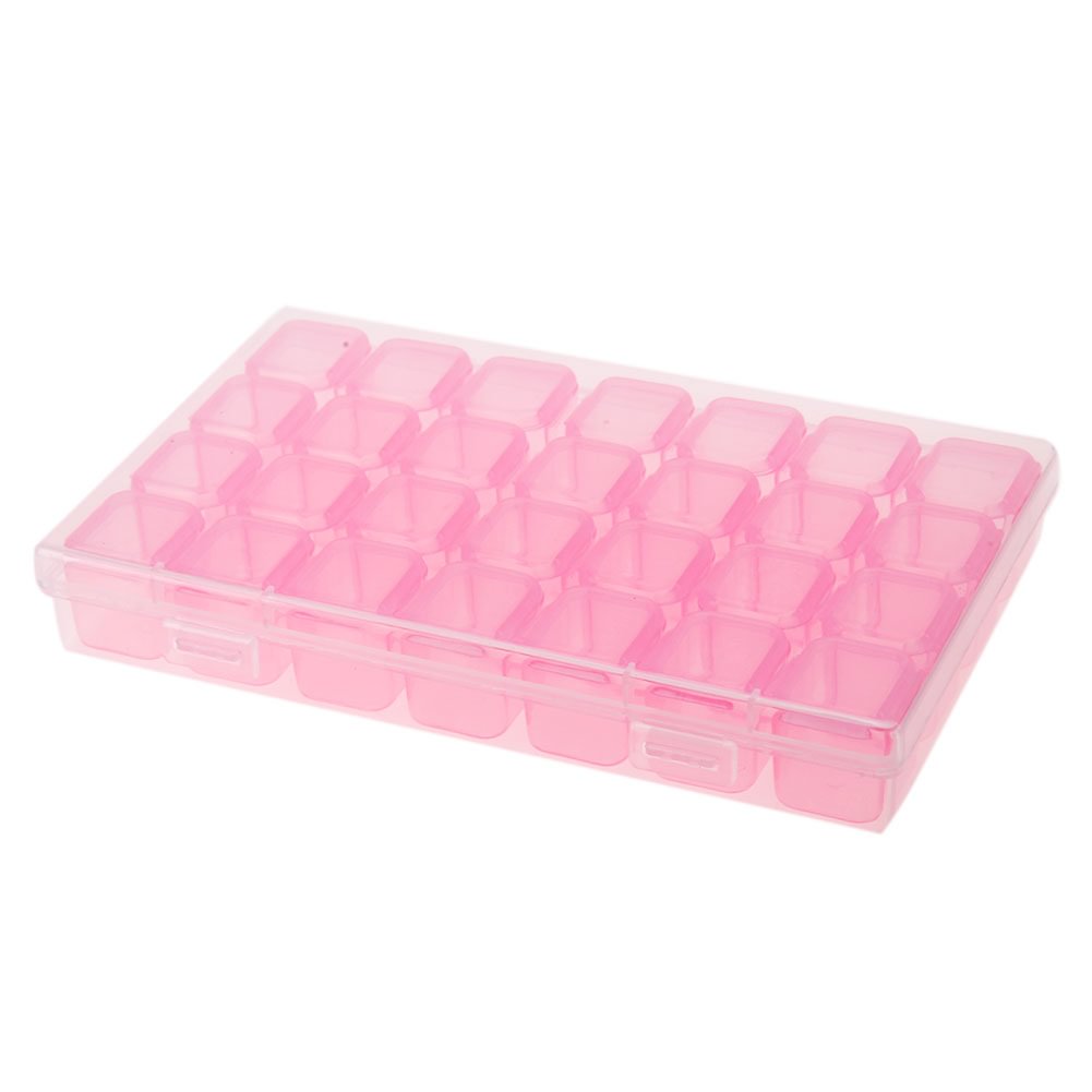 28 Slots Storage Box Nail Art Rhinestone Jewelry Display Case