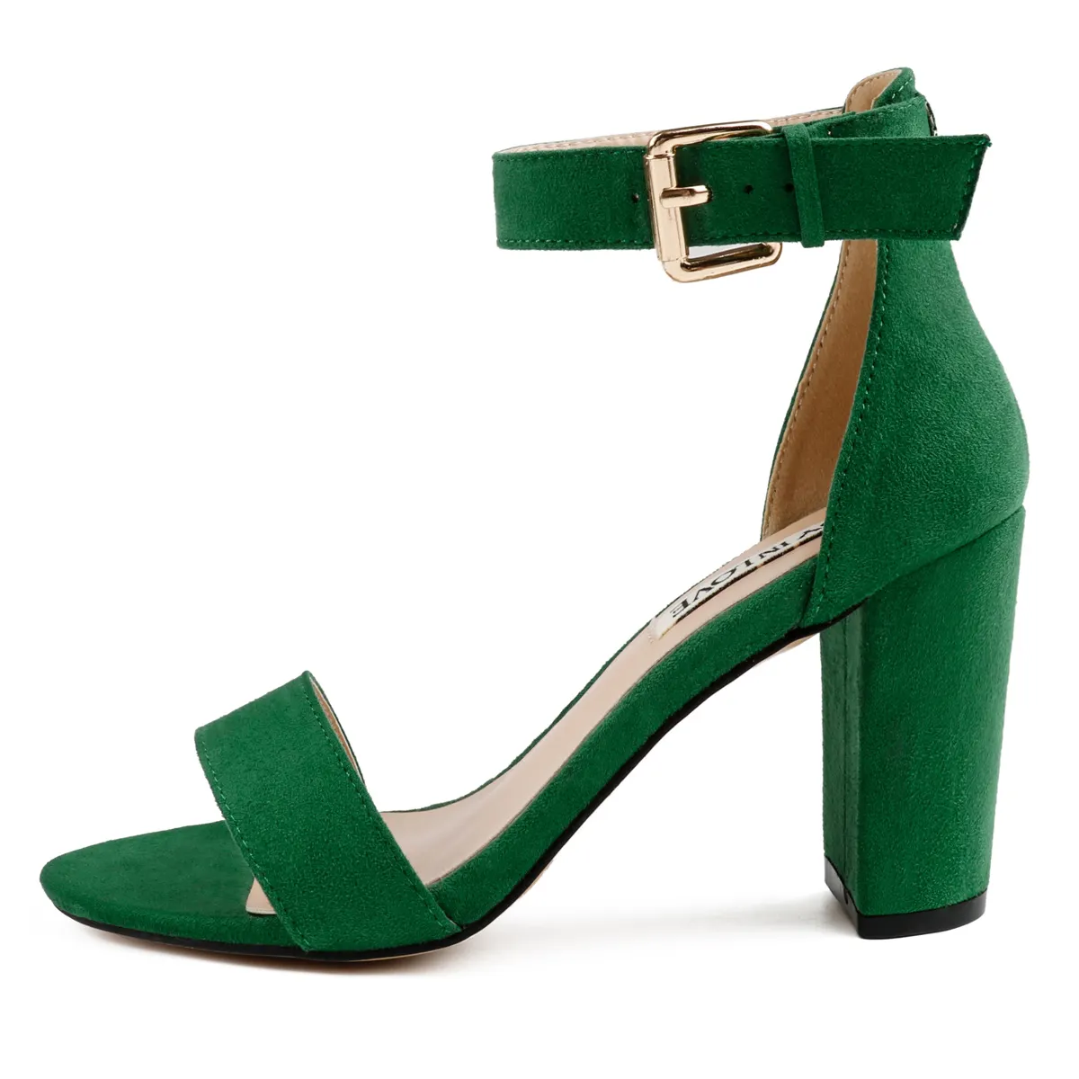 3.54"/9cm Chunky Block High Heels Ankle Strap Heeled Sandals